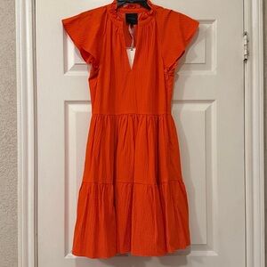 Alex Marie Bright Orange Textured Dress
